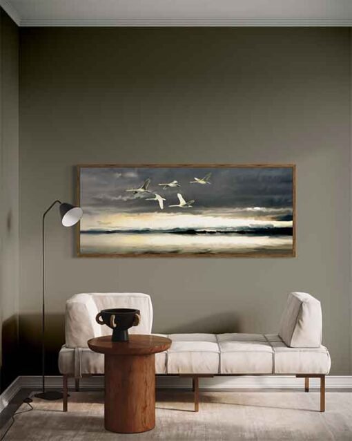 Swans over Thingvellir Art print on canvas - Image 2